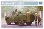 Trumpeter 1/35 scale Russian NBC Early Version armoured car plastic model kit box art showing the vehicle and soldiers.