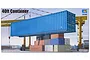 Trumpeter 1/35 scale 40ft shipping container model kit box art showing a blue container being lifted by a crane.