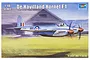 Trumpeter 1/48 scale De Havilland Hornet F.1 plastic model kit box art featuring an illustration of the aircraft in flight.