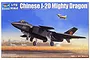 Trumpeter 1/72 scale Chinese J-20 Mighty Dragon model kit box art showing a black stealth fighter jet taking off from a runway.