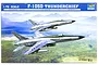 Box art for a Trumpeter 1/72 scale F-105D Thunderchief plastic model kit featuring two fighter jets flying over a landscape.