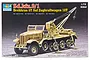 Trumpeter 1/72 scale plastic model kit box art featuring a German Sd.Kfz.9/1 6-ton crane half-track vehicle in desert camouflage.