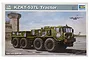 Box art for a 1/35 scale Trumpeter KZKT-537L Tractor plastic model kit featuring an illustration of the military truck at an airfield.