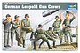 Box art for Trumpeter 1/35 scale German Leopold Gun Crews plastic model kit featuring illustrations of soldiers in uniform.