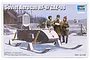 Box art for a 1/35 scale Trumpeter Soviet Aerosan RF-8/GAZ-98 model kit featuring an illustration of the vehicle on snow with soldiers.