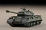 A fully assembled and painted 1/72 scale model of a Soviet JS-4 heavy tank in olive green, shown from a front three-quarter angle.