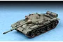 A high-angle studio shot of a 1/72 scale plastic model of a Russian T-62 main battle tank, painted in olive green with the number 953 on the turret.