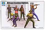 Trumpeter 1/35 scale African Freedom Fighters plastic model kit box art featuring six armed figures in various tactical poses.
