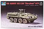 Trumpeter 1/72 scale plastic model kit box art for the US Army M1126 Stryker ICV, featuring a finished model of the eight-wheeled armoured vehicle.