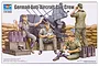Box art for Trumpeter 1/35 scale German Anti-Aircraft Gun Crew model kit, featuring four soldiers in uniform around an anti-aircraft gun and sandbags.