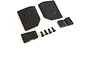 T-Bone Racing black A-skid plate set for Traxxas Slash 4x4 LCG, including four black plastic plates and four mounting screws on a white background.
