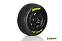 A single Louise Maglev RC short course tyre mounted on a black plastic rim, featuring yellow branding on the sidewall.