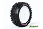 A single Louise 2.2 inch E-Spider buggy tyre mounted on a white dish rim against a white background.