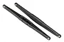 Two black plastic rear suspension trailing arms for Traxxas UDR RC truck, shown from different angles on a white background.