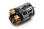 Yeah Racing Hackmoto V2 13T brushed motor for RC cars, featuring a black cylindrical casing with copper terminals and green accents.