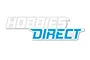 A Hobbies Direct logo sticker featuring white text on a light grey background for the word HOBBIES and blue text for the word DIRECT.
