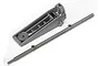 A grey plastic scale model floor jack and handle accessory for an RC vehicle on a white background.