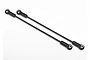 Two black Traxxas rear upper suspension links for the UDR RC truck, featuring pre-installed rod ends with metal pivot balls.
