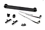 Traxxas TRX-4 Ford Bronco scale accessory set including black door handles, chrome windshield wipers, mounting hardware, and a black plastic bar.