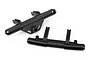 Two black plastic Traxxas TRX-4 bumper mount components for the Ford Bronco RC model, shown on a white background.