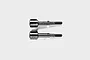 Two Tamiya metal long wheel axles for RC cars shown against a plain white background.