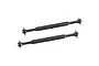 Two black metal RC drive shafts with ball joints at each end, shown against a plain white background.