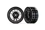 Two Traxxas 2.2 inch Method 105 racing rims in black chrome finish, shown from front and side angles against a white background.