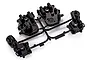 Tamiya black plastic gear box case parts tree for RC car chassis.