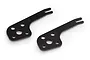 Two black carbon fiber RC sway bar mounts for Tamiya Hotshot on a white background.