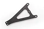 A black triangular Tamiya RC battery mount plate with a textured surface and multiple mounting holes on a white background.