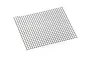 A rectangular piece of black plastic mesh netting for RC car window detailing, isolated on a white background.