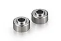 Two silver-coloured Tamiya aluminium RC shock absorber caps shown from a high angle against a white background.