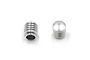 Two silver Tamiya aluminium shock heat sink dummy parts shown from different angles on a white background.
