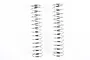 Two silver-coloured metal coil springs for RC shock absorbers standing vertically against a white background.