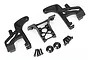 Traxxas E-Revo VXL 2.0 wing mount set including black plastic mounts, support brace, and various screws on a white background.