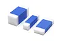Three Tamiya polishing compound sponges of varying sizes, each featuring a blue center section and white foam ends, isolated on a white background.