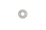 A circular grey motor plate with a central hole and two smaller mounting holes on opposite sides, isolated on a white background.