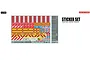 A Tamiya 1/14 scale RC truck and trailer sticker sheet featuring various warning signs, hazard stripes, country codes, and alphanumeric characters.
