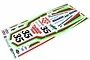 A Tamiya Grasshopper RC car decal sheet featuring various stickers including the number 35, Grasshopper logos, and racing stripes.