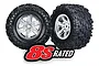 Traxxas 4.0/5.5" 8S X-Maxx AT Tyres on X-Maxx Satin Chrome Rims - Glued Wheels 2Pcs 7772R