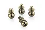Four metal 8mm pivot balls for RC cars arranged on a white background.