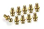 A set of ten brass-coloured 5mm pivot balls for RC cars, arranged in two rows against a white background.