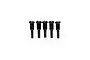 Five black Tamiya 3x14mm coarse thread binder head shoulder screws arranged in a row against a white background.