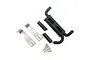 Yeah Racing TRX-4 scale exhaust pipe set including black plastic muffler, metal mounting brackets, and small screws on a white background.
