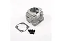 Rovan 45cc 4-bolt cylinder head for RC engines, including a base gasket and four black mounting bolts on a white background.