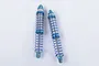 Two RC4WD King 100mm aluminium dual spring shock absorbers with blue springs and blue anodized aluminium components on a white background.