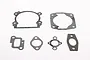 A set of six grey fiber engine gaskets for a Rovan 45cc 2-stroke RC engine arranged on a white background.