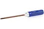 HSP 5.0mm Phillips head screwdriver with a blue knurled aluminium handle and a brown metal shaft on a white background.