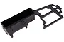 A black plastic radio tray for an HSP 1/10 scale nitro RC car, featuring a battery box and mounting points.