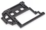 A black plastic upper chassis plate for an HSP 1/10 scale nitro RC car, featuring various mounting holes and cutouts.